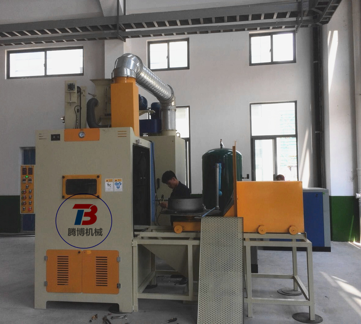 數(shù)控行程升降加壓式轉(zhuǎn)臺自動噴砂機，高強度噴丸機